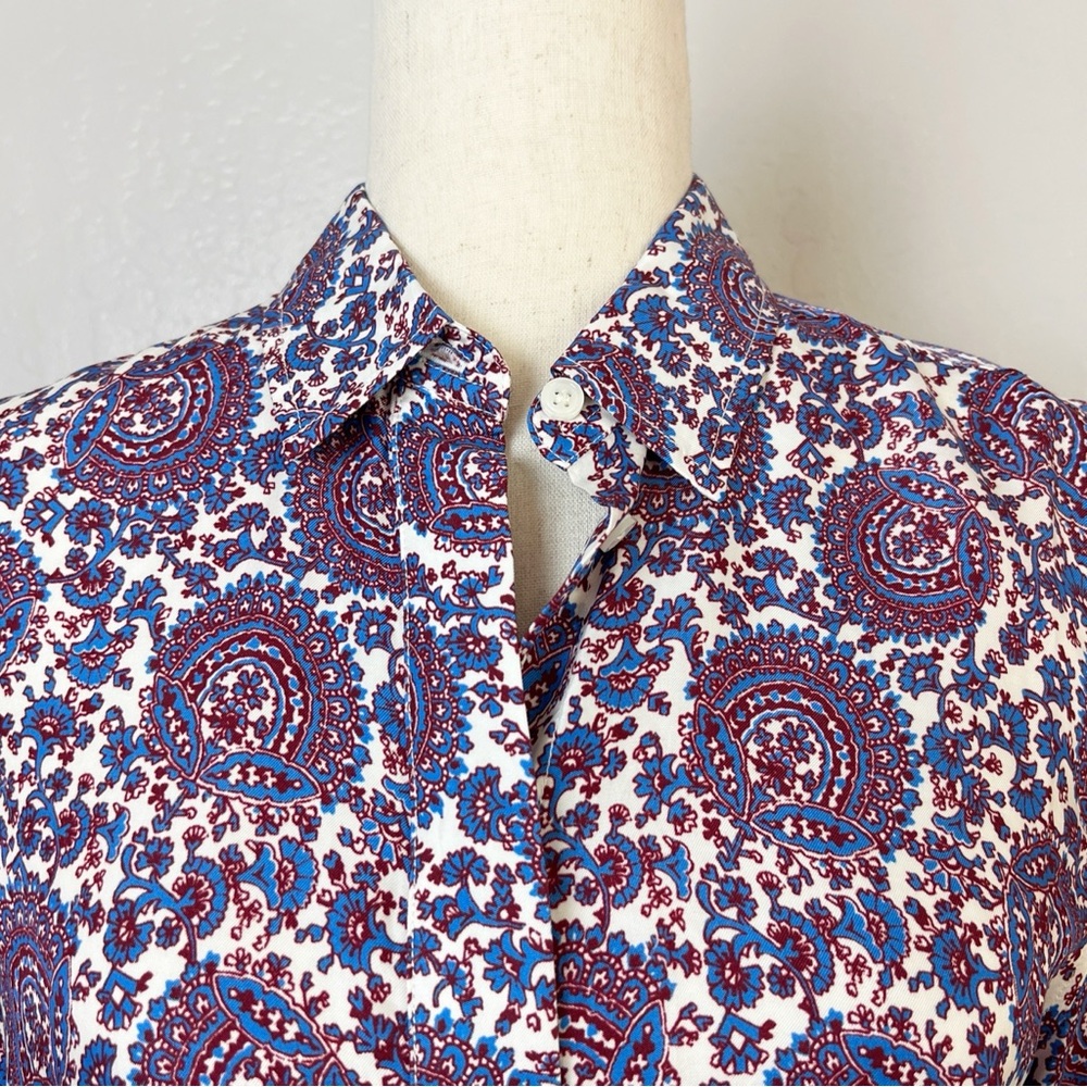 ✖️SOLD✖️•J.CREW• Classic-Fit Drapey Cupro-Blend Shirt in Floral Crown - Picture 4 of 16